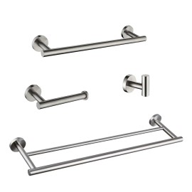Towel Bars Set 304 Stainless Steel Brushed Finish Wall Mounted Bathroom Accessories Double Towel Rack Minimalist DesignColor: as Pic Color