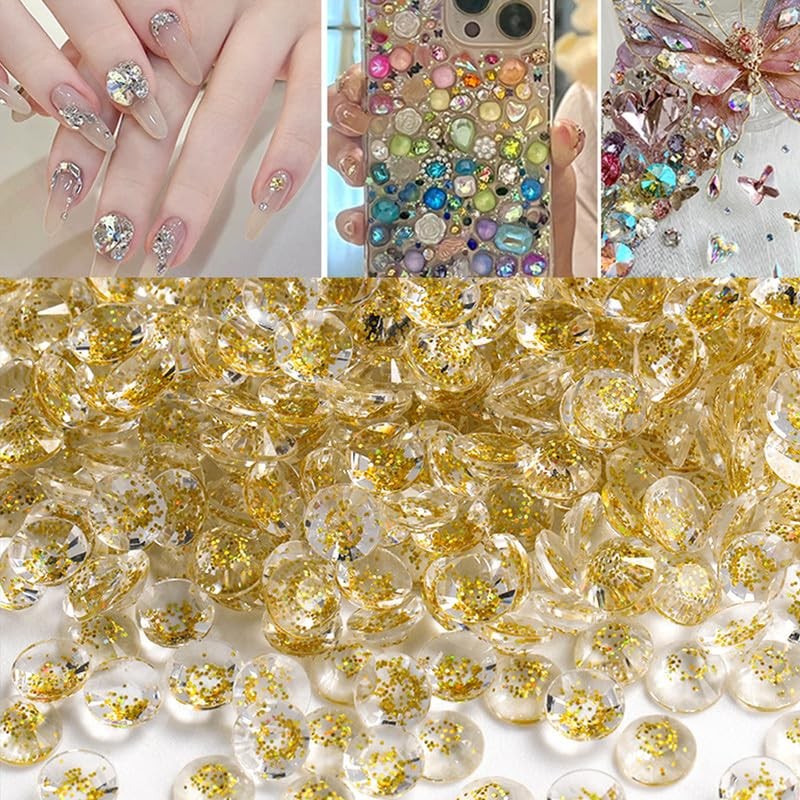 1000pcs Glitter Flatback Rhinestones Gems 6mm Champagne Gold Resin Crystal