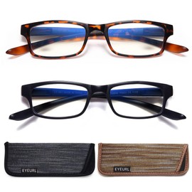 EYEURL 2 Pack Reading Glasses for Women Neck Hanging Blue Light Blocking Readers with Spring Hinges Computer reading glasses for Men,3.0
