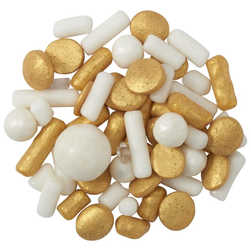 DecoPac Gold Celebration Wishes Fusion Mix Sprinkles, 26oz, Shaped Candy