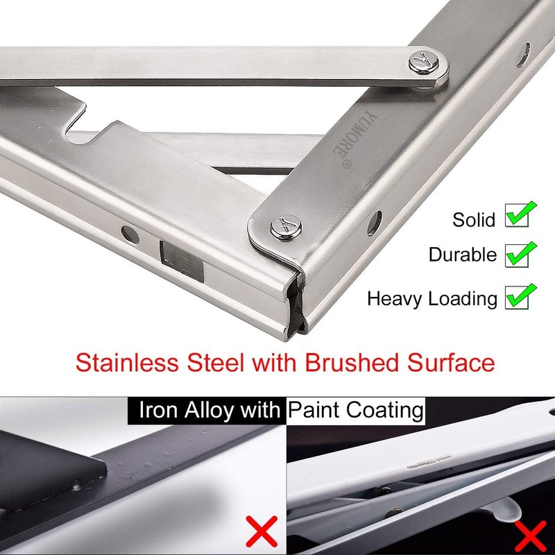 YUMORE Folding Shelf Brackets 8", Max Load: 300lb Heavy Duty