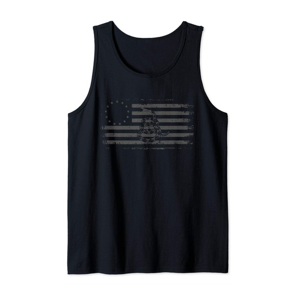Gadsden Flag Tactical Black Betsy Ross,13 Colonies Tank Top