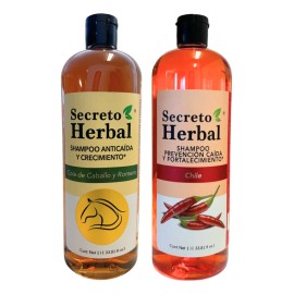 Kit Anticaída y Crecimiento Capilar Secreto Herbal – Shampoo Anticaspa | 2 Piezas | Fortalece, Repara y Estimula