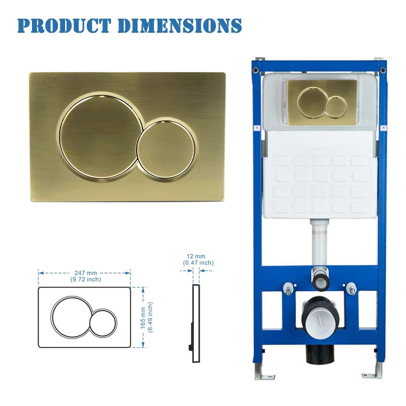 VALLVATER Dual-Flush Actuator Plate Compatible with Geberit 115.770.46.6, Brushed Gold