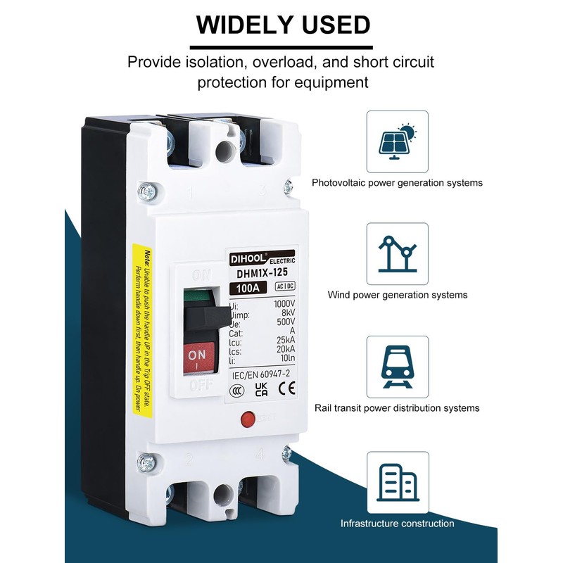 DIHOOL DC Main 100 Amp Circuit Breaker, Battery Disconnect Switch