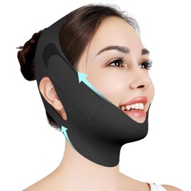 Oillase Chin Strap for Sleeping,Adjustable Chin Strap,Jaw Strap,Jawline Shaper,V Line Lifting Mask,Black,M