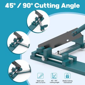 BreeRainz Wire Duct Cutter, Manual PVC Trunking Cutter Tool, Plastic Wiring Duct Cutting Machine for Open Slot Wire Duct and Cover Cutting, 45°/ 90° Angle Adjustable with Double Scale Ruler