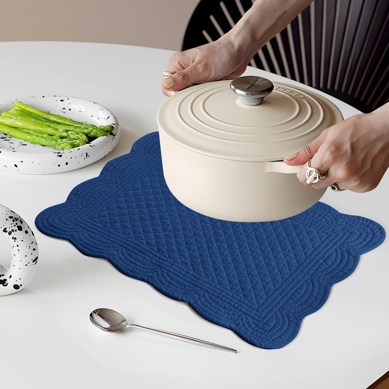 6 PC Quilted Placemats, 18"X13"Extra Large Cotton Placemats Set of