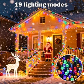 SOLARBABY Solar Christmas Lights Outdoor,142Ft 400 LED Crystal Beads Solar String Lights with Remote,19 Mode Christmas Light Solar Power Waterproof for Garden Patio Xmas Tree Christma Decor,Multicolor