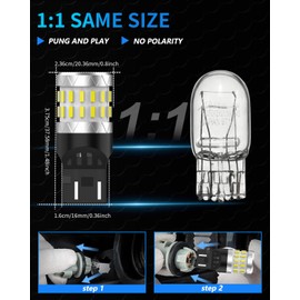 7443 7440 LED Brake Bulbs White, 7440 7441 7443 7444 T20 W21/5W LED Light Bulb for Backup Light, Parking Light or Running Lights, Tail Lights, Pack of 4