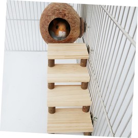 BUGUUYO Pet Hamster Nest Wooden Teething Toys Natural Coconut Shell Nest Ideal for Hamsters Compact Design