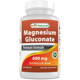 Best Naturals Magnesium Gluconate (35 mg Elemental Magnesium from 600mg of Magnesium Gluconate) 180 Tablets