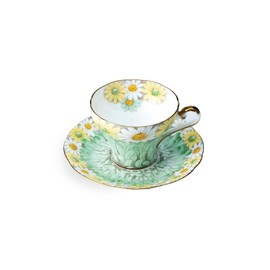 Aynsley Daisy Corset Fine Bone China English Tea Cup and Saucer Set, 5.1 oz(Green)