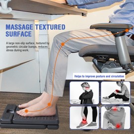 Leermart Foot Rest for Under Desk at Work 4-Level Height Adjustable, Lengthen Ergonomic Foldable Footrest for Office, Gaming,Computer, Soft & Removable Pad Desk Foot Stool for All Seasons (Brown Plus)