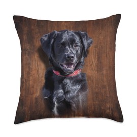 Black Lab Labrador Retriever Dog Portrait Throw Pillow
