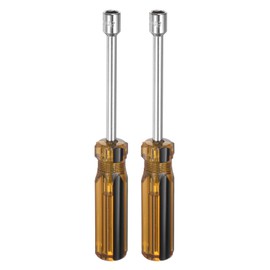 HARFINGTON 2pcs Metric Nut Driver 8mm 45# Carbon Steel Non-Magnetic 6 Point Hexagon Socket Wrench Screwdriver with Anti-Slip Handle for Auto Repair