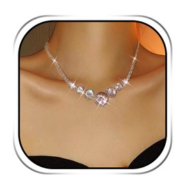 Jeairts Rhinestone Necklace Silver Crystal Necklaces Sparkly Party Prom Jewelry Accessories for Women and Girls