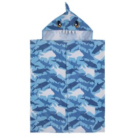Saint Eve Kids 100% Cotton Hooded Towel for Kids and Toddlers - Soft and Super Absorbent Bath, Pool, Beach, Swim Towel Wrap - Blue Shark