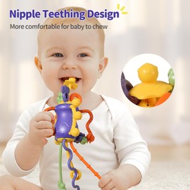 taotaotoys Toddlers Airplane Travel Toys Montessori Toys for Babies 6-12 Months Boy Girl Sensory Baby Infant Car Seat Toys Essentials Silicone Pull String Newborn 1 2 3 Year Old