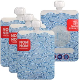 Nom Nom Kids Reusable Yoghurt Pouches/Reusable Food Pouches / 250ml Squeeze Pouches x 4