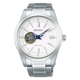 Seiko Selection Men's Mechanical Open Heart Model, Dial: White/Case: Silver, Mechanical Automatic Watch (Hand Winding) Open Heart
