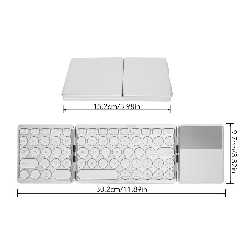 Round Key Bluetooth Foldable Keyboard with Touchpad Universal 140mAh Wireless