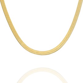 PAVOI Italian Solid 925 Sterling Silver, 22K Gold Plated Snake Chain Necklace, 3mm Italian Diamond-Cut Herringbone Necklace for Women and Men, MADE IN ITALY (18, Yellow Gold)