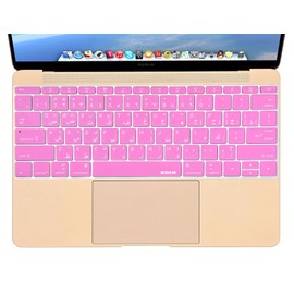 XSKN Arabic Silicone Keyboard Skin Cover for 2015 Released MacBook 12" A1534 for 2016 Released MacBook Pro 13.3" Flat Keys No Touch Bar A1708 US Layout (Pink)