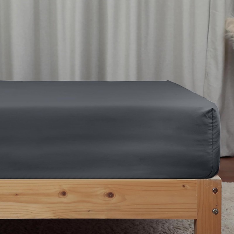 SSW HOMES King Fitted Sheet Charcoal - Deep Pocket 16