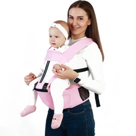 Baby Carrier Multifunction Breathable Ergonomic Soft Nylon Cotton All Season Baby Holder Carrier for Baby Toddler Pink
