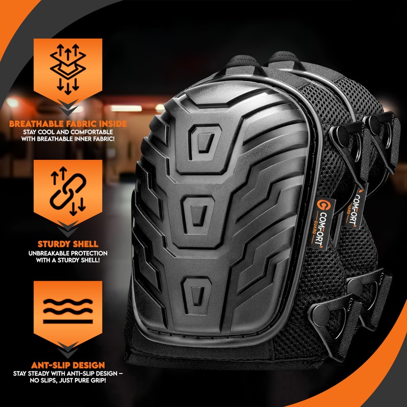 COMFORTGUARD Black Edition Professional Work Knee Pads with Heavy-Duty Foam