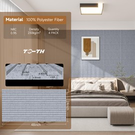 4 Pack Bilayer Acoustic Panels, 48” x 24” x 0.72” Sound Proof Panels for Walls, Large Art Wall Panels for Echo Absorption,Acoustical Barrier of Polyester Fiber,Silver Grey