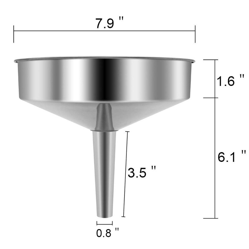 Super Large Stainless Steel Large Funnel with Detachable Strainer/Filter for