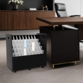 50 Slots Blue Print Storage Organizer, Mobile Roll File Cart, Construction Plan Holders, Blueprint Cabinet with Wheels, Roll File Organizer for Office and Home (Black)