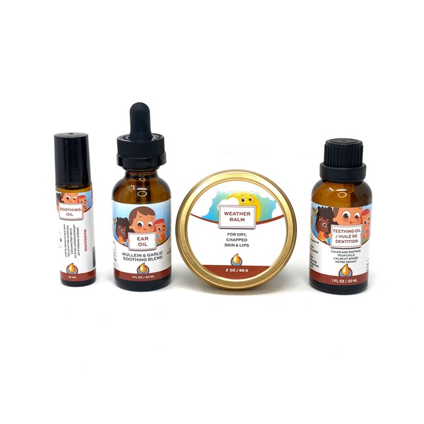 Punkin Butt Teething Comfort Pack - Teething Oil, Ear Oil, Mandarin Soothing Oil, and Weather Balm