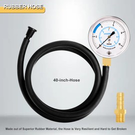 UHARBOUR Manometer Gas Pressure Tester, Manometer LP Gas Pressure Tester Gauge 0-10" W.C, 1/8" NPT Fitting with Barbed Connection, 40" Hose