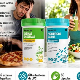 Suplemento Probióticos Enzimas Digestivas 120 Cápsulas