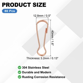 PATIKIL Lanyard Hooks, 80 Pcs 40mm Stainless Steel 304 Spring Snap Hook Metal Clips Clasp for Key Chain Key Rings ID Card Shower Curtain, Red Bronze