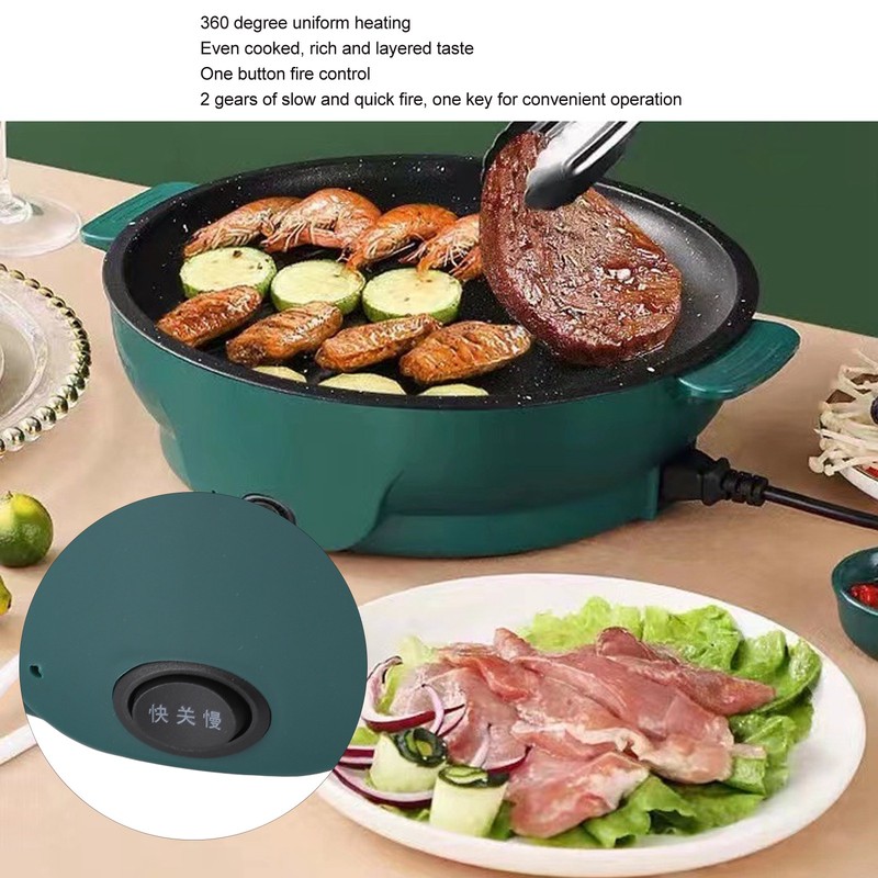 Electric Grill Pot 22cm Large Caliber Nonstick Multifunctional Electric Grill