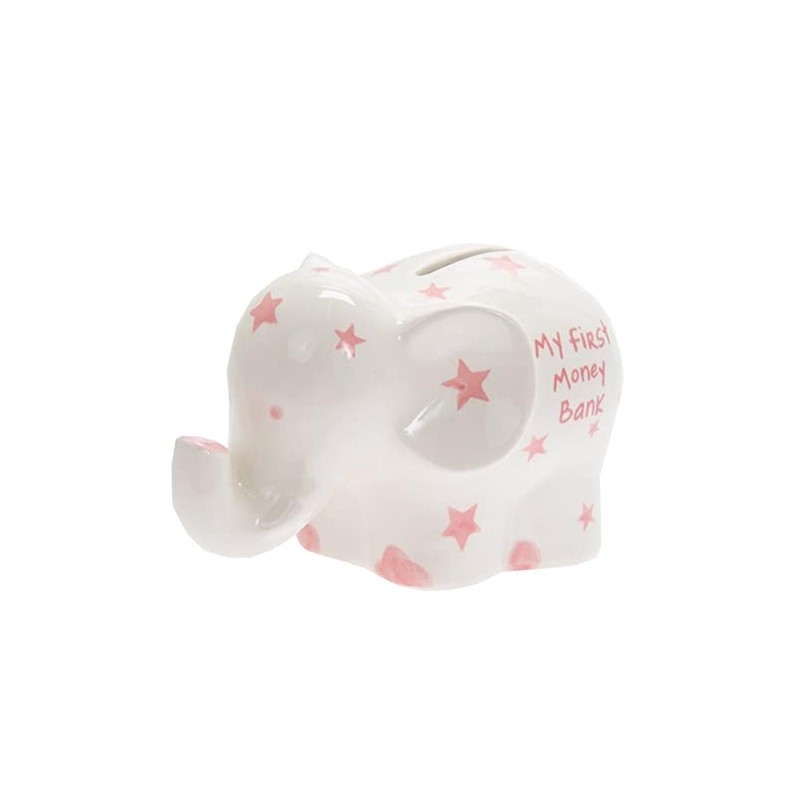 My First Money Bank Elephant Money Box White with Pink