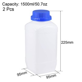 uxcell Plastic Lab Chemical Reagent Bottle 1500ml/50.7oz Wide Mouth Sample Sealing Liquid Storage Container Translucent 2pcs