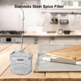 Spice Filter, Stainless Steel Wire Mesh Design Tea Ball Strainer Soup Seasonings Seperation Basket Filter for Home Kitchen(14 * 10cm)