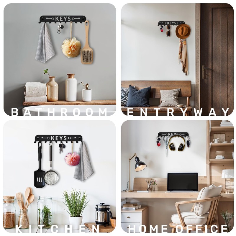 SirHoldeer Modern Key Holder Wall Key Hanger with 10 Hooks,