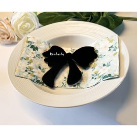 Yuxuanish Set of 10 Elegant Acrylic Bow Place Cards,Acrylic Ribbon Name Cards for Weddings, Bridal Showers,and Holiday Parties (Black)