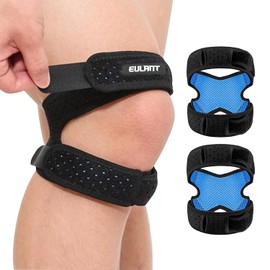 EULANT Patella Bandage, Patella Tendon Support Band, Adjustable Neoprene Knee Band, Stretchy Patella Tendon Bandage, Knee Support for Runner's Knee, Jumpers Knee, Pack of 2, S