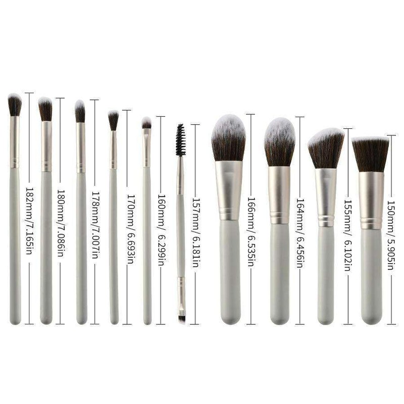 Makeup brush set, New 10pcs wooden handle gray makeup brush
