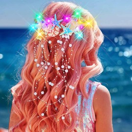 Zoestar Light Up Starfish Hair Clips Led Seashell Mermiad Hair Accessories