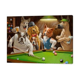 Dogs Playing Pool Metal Tin Signs Wall Art Plaque Garden House Signs 8"X 12"
