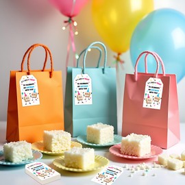 Serencatcher 50pcs Rice Crispy Treat Birthday Thank You Tags with String, Classroom Party Favor Gift Tags It's Such a Treat to Celebrate My Birthday with You Tag for School Treats Snack Goodie Bags