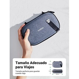 UGREEN Organizador para Cables Cargadores, Funda de Disco Duro Externo 2.5", Estuche con Cremallera y Bolsillos, para Tarjetas SD/TF, USB Hubs, Auriculares, Gris